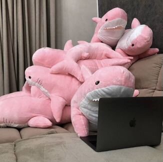 Акула розовая 60см