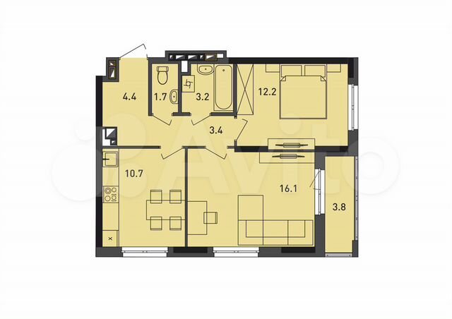 2-к. квартира, 55,5 м², 2/17 эт.
