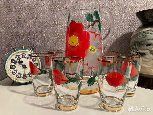 Кувшин и 6 стаканов Богемия(Чехословакия)