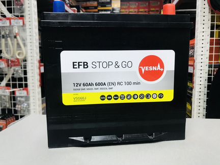 Аккумулятор Vesna EFB (Весна) 60Ah обратная полярн