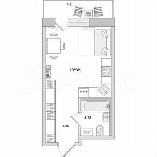 Квартира-студия, 26,8 м², 17/21 эт.