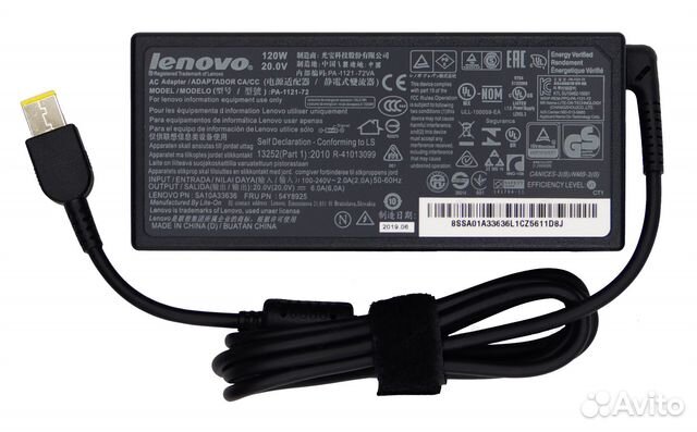 Блок питания Lenovo прямоугольный разъем, 120W (20
