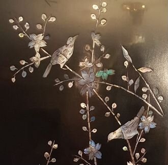 Винтажное настенное панно перламутр лак Вьетнам