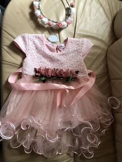 Красивое платье+ободок.р.80