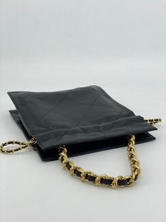 Женская сумка шоппер черная кожа с цепочкой Chanel