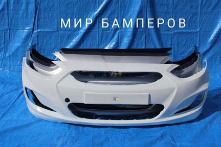 Бампер Хендай Солярис 2014 в цвет белый pgu
