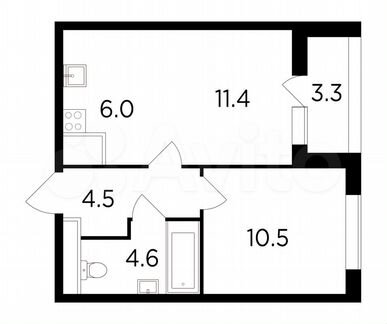 2-к квартира, 38.2 м², 17/19 эт.