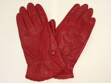Перчатки кожаные весна, цвет красный