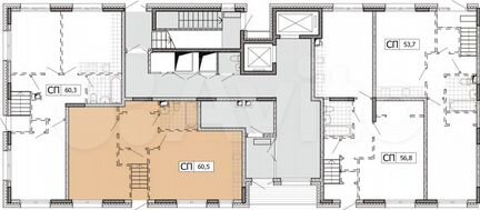 1-к квартира, 61 м², 1/45 эт.