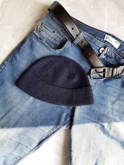 Мужская шапка бини, меринос (вязание на заказ)