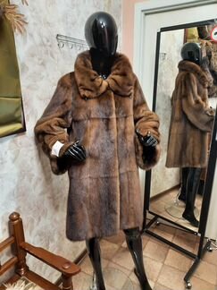 Норковая Шуба 50-52,Орех, длина 95см,Без дефекта
