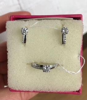 Изысканые аккуратные серьги с кольцом серебро 925