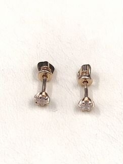 Золотые серьги с фианитами 585 пробы РФ