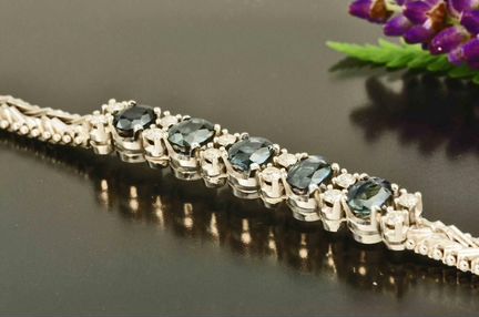 Браслет с бриллиантами и сапфирами, золото 585 пр