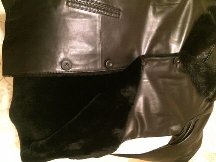 Куртка кожаная зимняя с норковым воротником