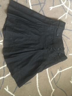 Льняная черная юбка Sisley