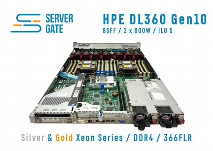 Сервер HPE DL360 G10 8SFF 2 x Gold 6140 512 GB