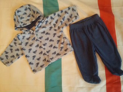 Флисовый костюм кофта ползунки 56р