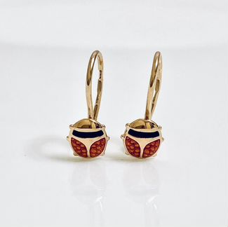 Золотые серьги с эмалью