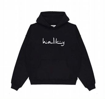 Haliky Black Arabic Logo Hoodie; L