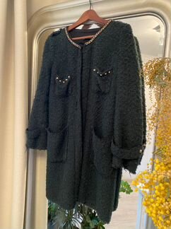 Пальто женское букле зеленое Zara