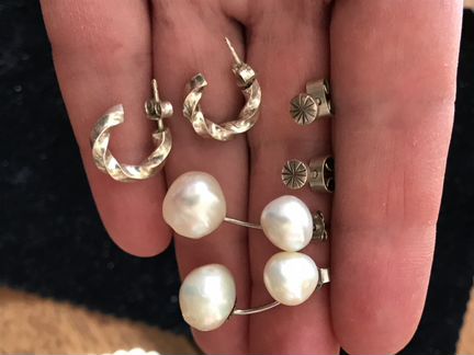 Серьги серебро 925 с натуральным морским жемчугом