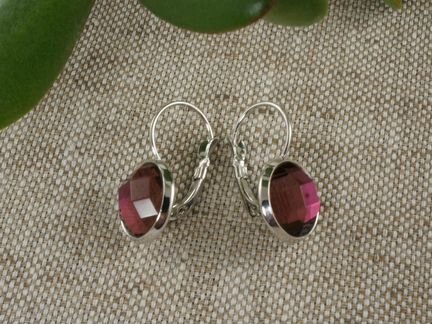 Серьги Фиолетовые стразы (12мм)