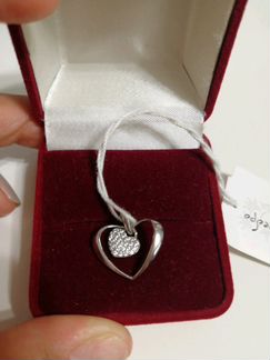 Подвеска Сердце серебро с фианитами