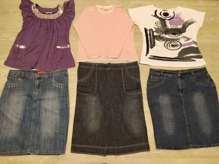 Юбка джинсовая,Кофта,футболка новая р.52-54