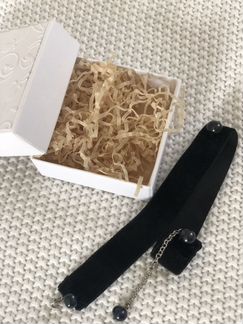 Чокер бархатный с речным жемчугом ручной работы