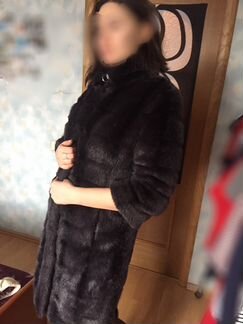 Шуба из эко меха под графитовую норку