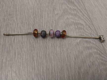 Браслет Pandora,серебро, на тонкое запястье