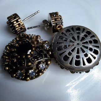 Серьги (серебро, оникс, топазы)