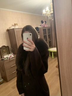 Жеское пальто с мехом песца