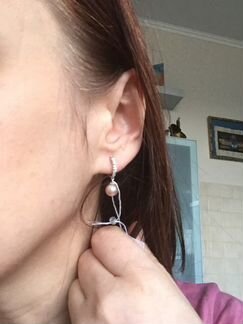 Серебряные серьги с жемчугом новые