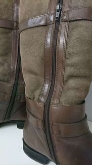 Сапоги кожаные и нубук коричневые женские Ecco