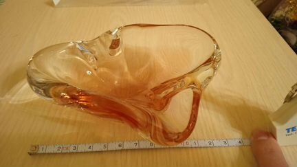 Пепельница СССР, чешское стекло, тяжёлая