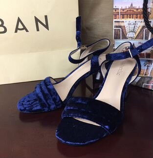 Босоножки новые 36 размер синие велюровые вечерние