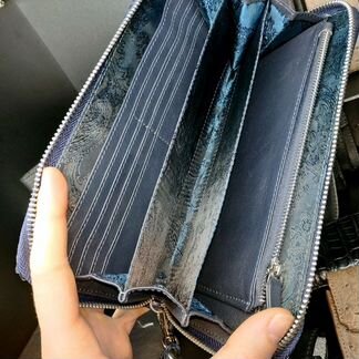 Кошелек из кожи питона портмоне синий