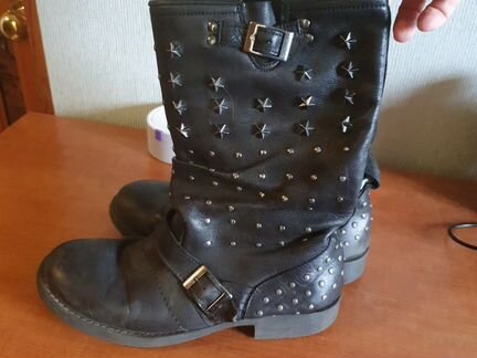 Сапоги кожаные чёрные