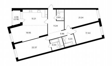 4-к квартира, 127.5 м², 15/30 эт.