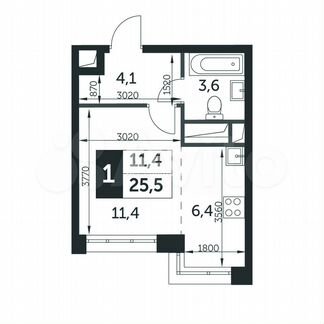 1-к квартира, 25.5 м², 9/22 эт.